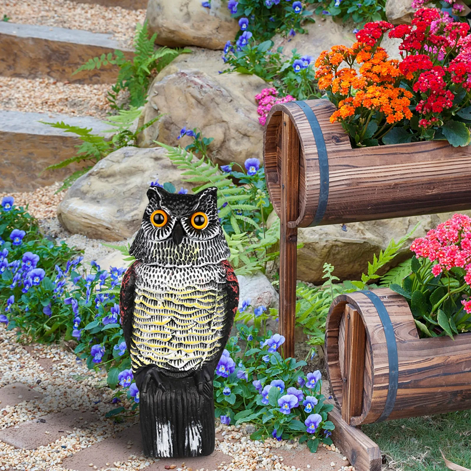 Имитация пластмассы вращающаяся голова Сова садовый Репеллент для крыс и птиц