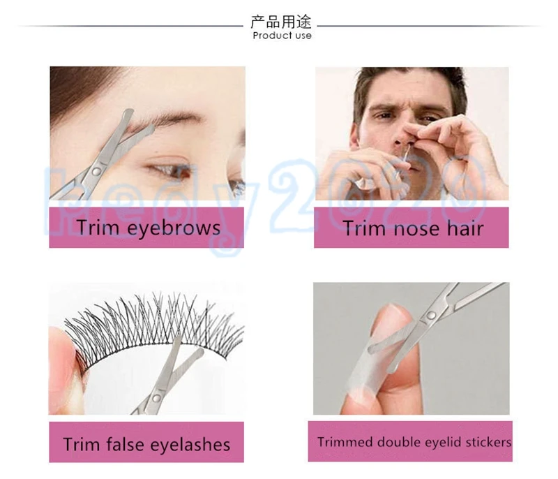 

500pcs 100% New 1pc 3.5" Stainless Steel Mini Portable Curved Mustache Nose Ear Hair Remover Scissor Trimmer Safety Tips