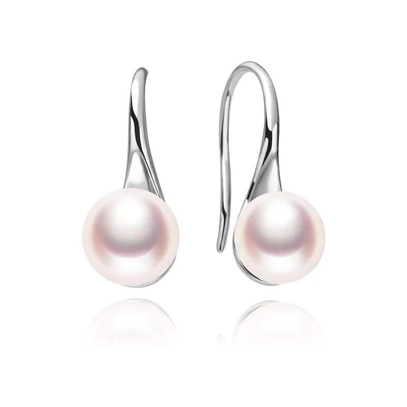 

Natural Freshwater Pearl White Pearl Stud Earrings S925 Silver High Heels Ear Hooks Wild Personality Earrings