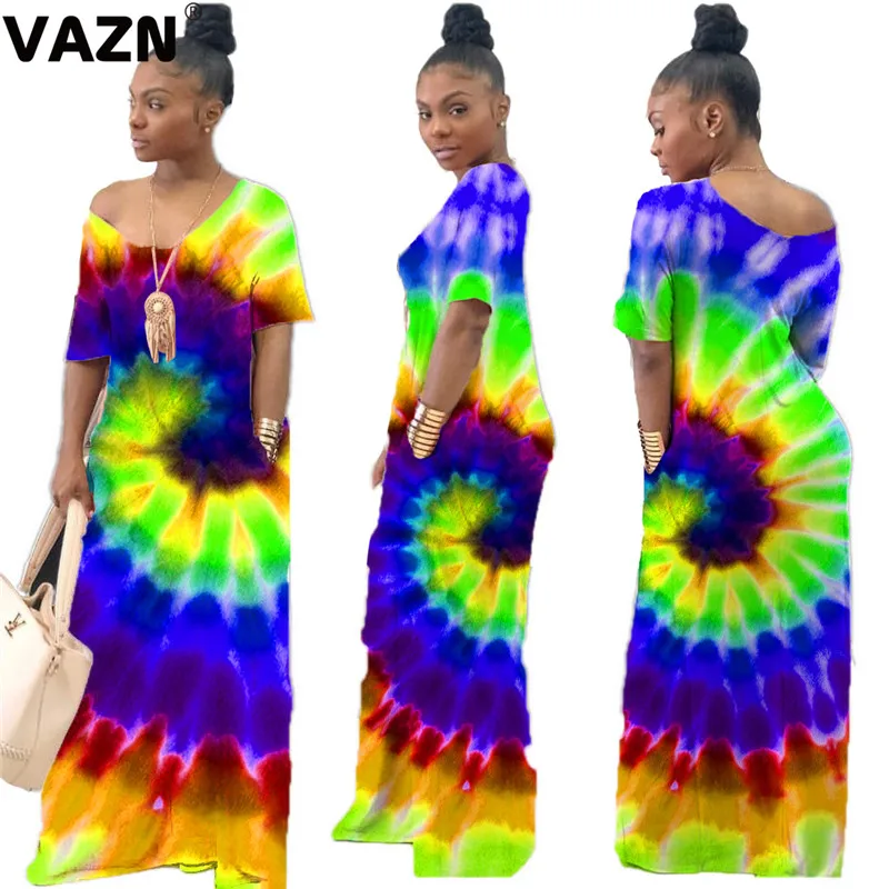 Женское свободное платье-макси из мягкой ткани с коротким рукавом | Женская