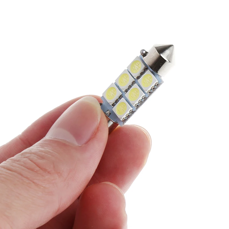 Белый 36 мм 6 светодиодный 5050 SMD Автомобильная гирлянда для салона купольный