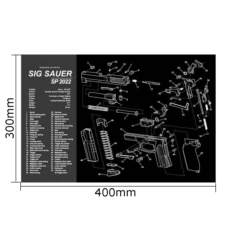 SIG SAUER SP2022 CZ 75 Gen4 Glock пистолет очистки резиновый коврик с частей схема и инструкции оружейные скамейки коврик для мыши Walther PPQ HK P2000 - Цвет: SIG SAUER SP2022