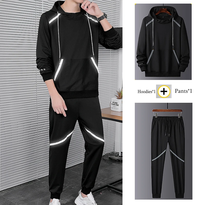 Комплект спортивной одежды для мужчин кофта и штаны в стиле пэчворк стиль хип хоп