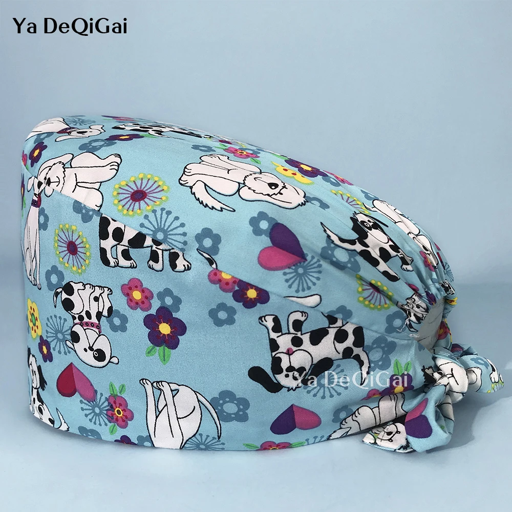 

Breathable cotton unisex high quality nursing cap multicolor printing lab pet clinic scrubs cap hospital nurse cap wholesale new