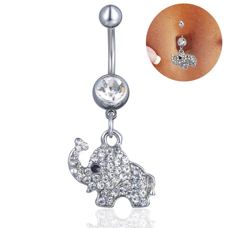 

Crystal Sexy Elephant Shape Navel Piercing Belly Button Rings Nombril Ear Piercings Ombligo Navel piercing Body Jewelry Y013