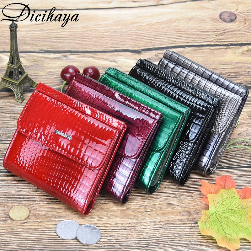 Мини-кошелек DICIHAYA для женщин бумажники из натуральной кожи аллигатора на