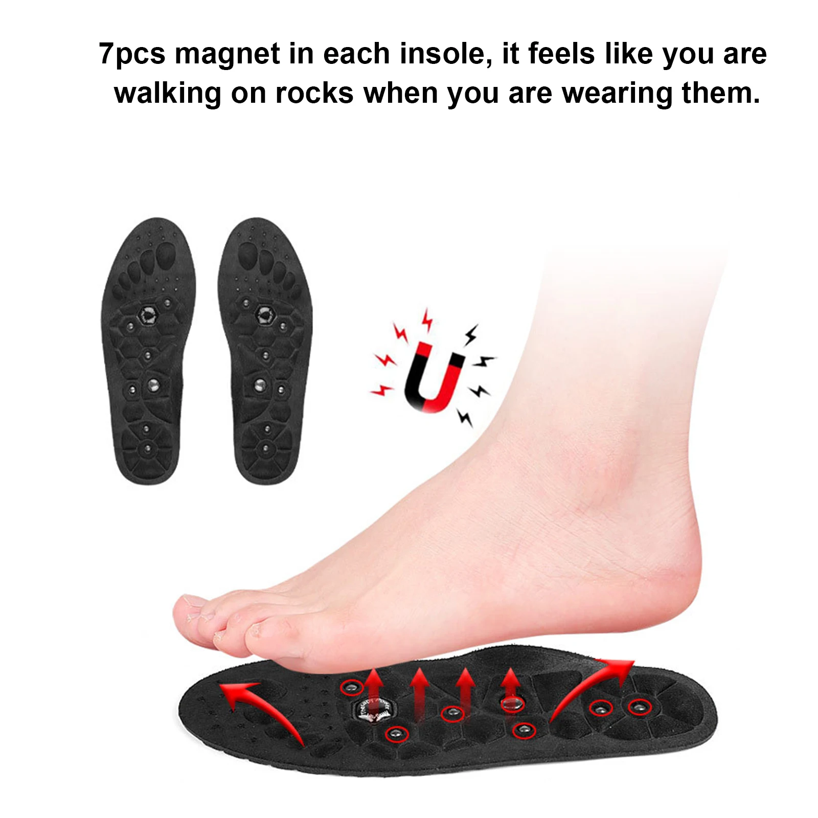 

1 Pair Magnetic Insoles Breathable Shoe Inserts Massage Foot Therapy Pain Relief Shoe Insoles for Man & Women