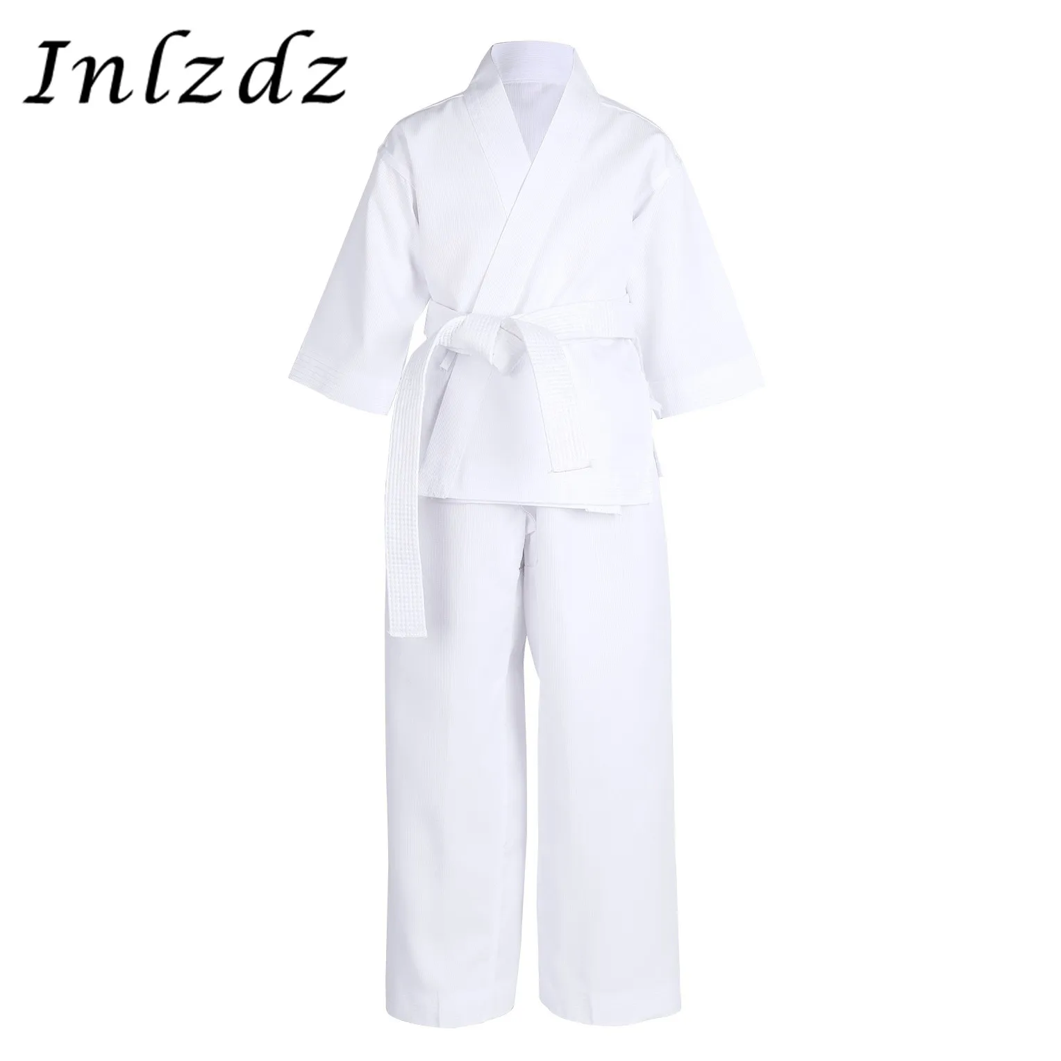 Для малышей детей студентов тхэквондо карате Униформа с белым поясом