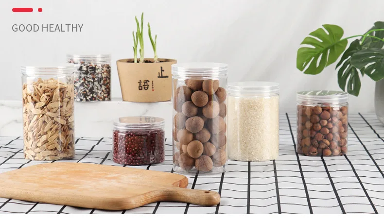 

1pc 4 Different Capacity Plastic Sealed Cans Kitchen Storage Box Bottles Transparent Food Canister New Clear Food Container