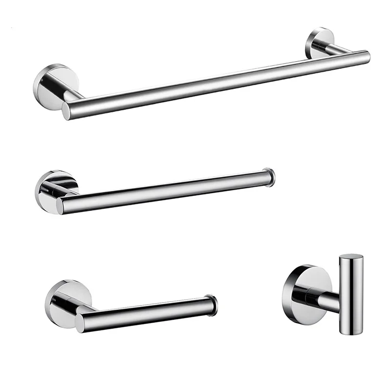 bathroom hardware set 4 piece bath accessories set wall mount includes 24 towel bar toilet paper holder towel ring hooks sus304 free global shipping