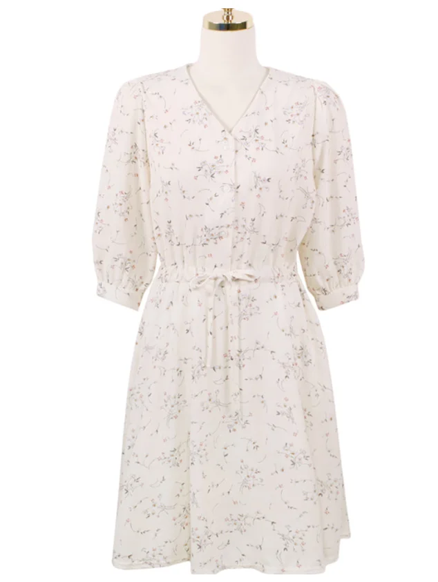 

Plus Size v neck New Summer Dress Girls Boho Party Chiffon Female Vintage Dress Print long Sleeve Women Dresses Robe Vestido