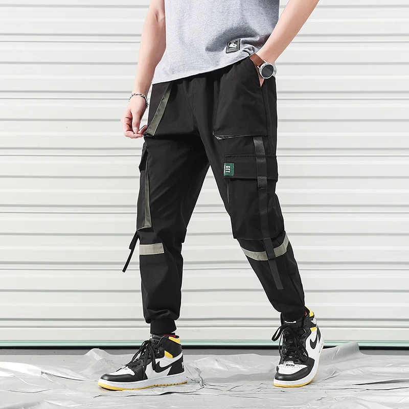 

Safari Style Mulit-Pockets Cargo Pants Men Casual Mens Streetwear Joggers Pants Male Hip Hop Pockets Sweatpants Black Clothing