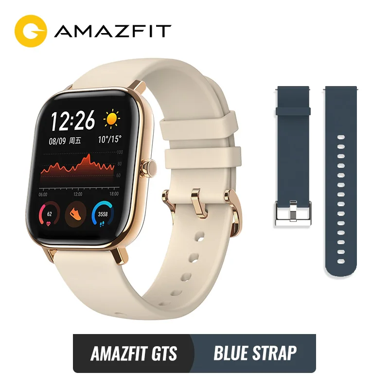 Gold and blue st Предпродажа Amazfit GTS Глобальная версия Умные часы SmartWatch GPS Бег Спорт ЧСС 5ATM Водонепроницаемый браслет AMOLED Amazfit - Цвет: Gold and blue st