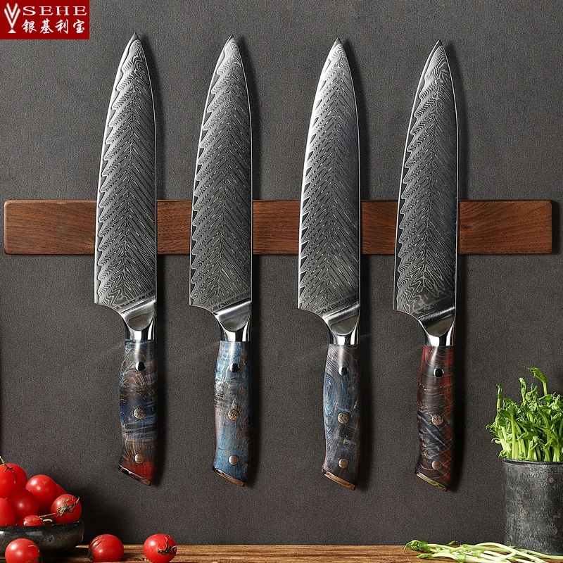 Набор кухонных ножей SEHE из дамасской стали VG10 шеф-повар мясницкий нож для очистки