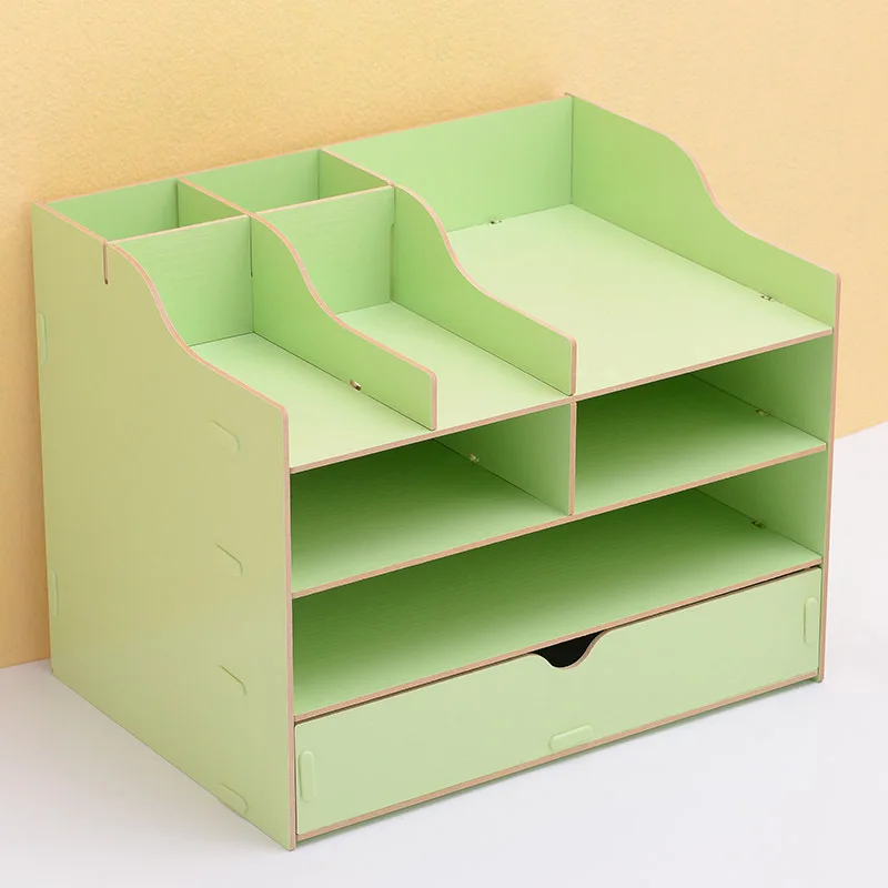 

Большая многоярусная стойка для хранения канцелярских принадлежностей с ящиками, настольная деревянная стойка для файлов, офисный ящик дл...