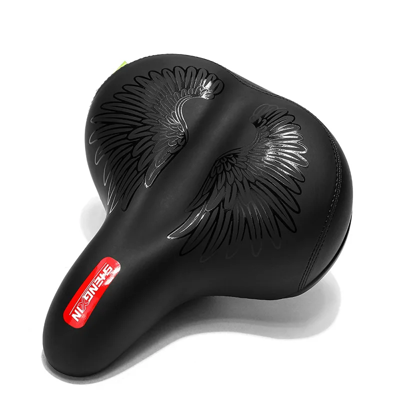 

Bicycle Saddle Men Women MTB Road Bike Saddle Shock Absorbing Comfortable Big Butt Bike Seat Safety Warning