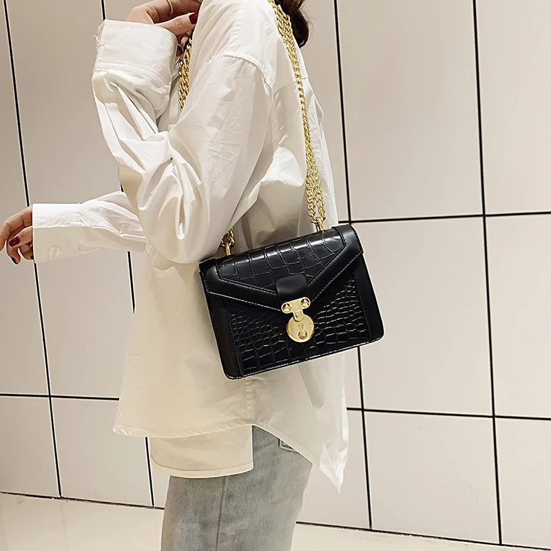 Квадратная сумка Кроссбоди с крокодиловым узором новинка 2020 качественная