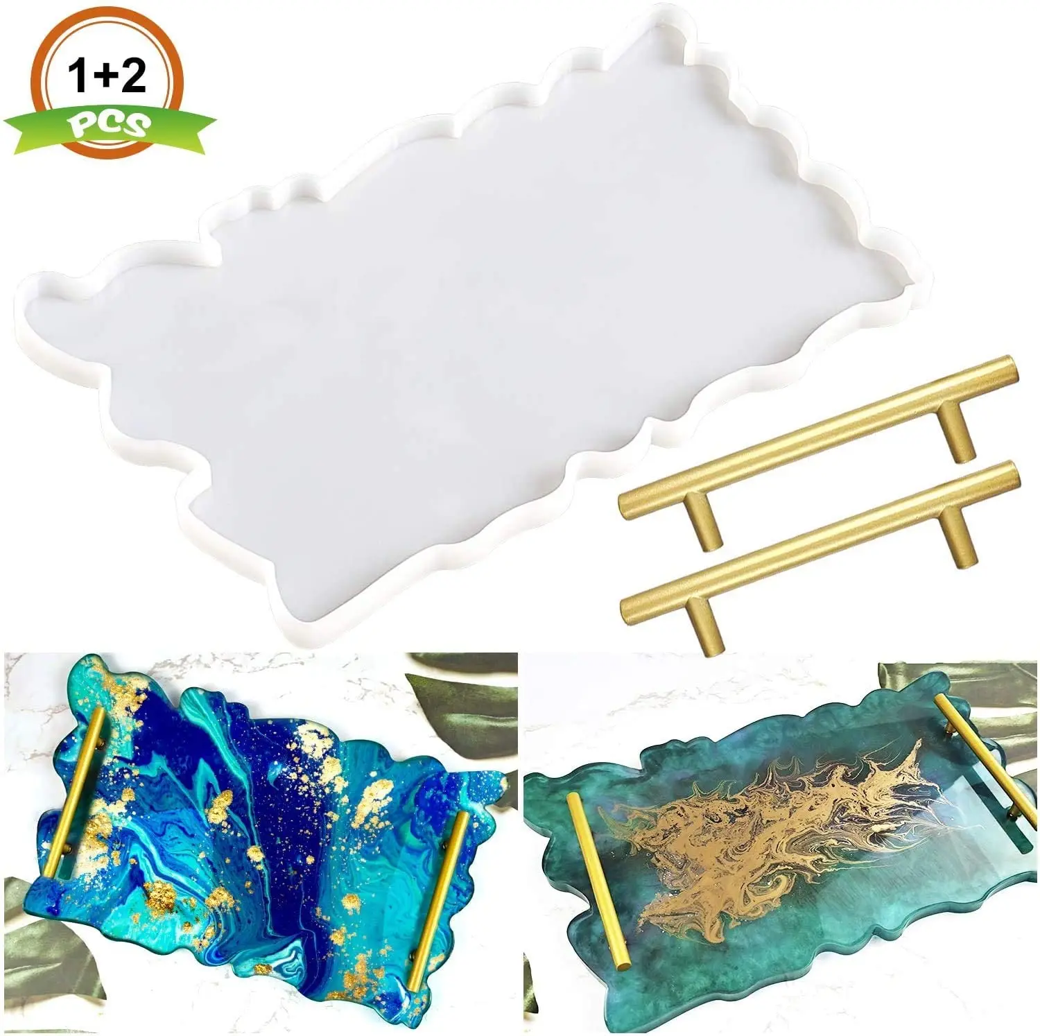 

Silicone Mold Tray Geode Agate Platter Molds Epoxy Resin Casting Molds for Making Faux Agate Tray, Serving Board