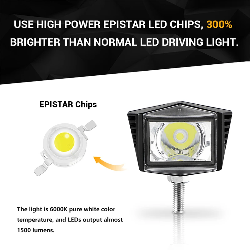 2.5 inch 15W Motorcycle Spotlight LED Work light Driving Headlight Scooter ATV Moto Motorbike Headlamp 6000K |