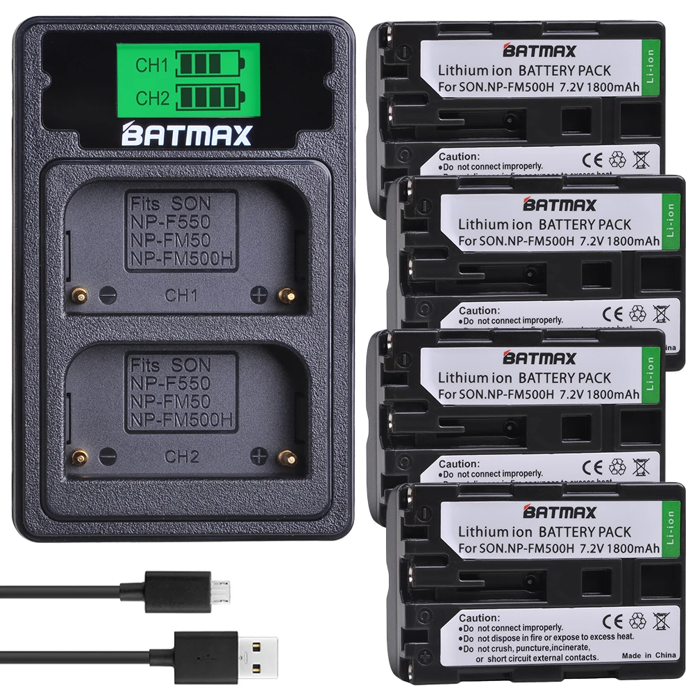 4Pcs set 2 шт. NP-FM500H NP FM500H батарея для камеры+ ЖК USB двойное зарядное устройство с портом type C для sony A200 A200K A200W A300 A350 A450 a580 - Цвет: 4Pcs set