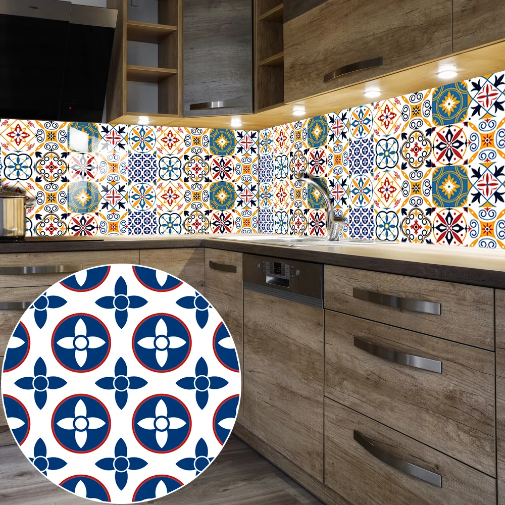 Красочный геометрический узор плитка наклейка домашняя комната декор пола