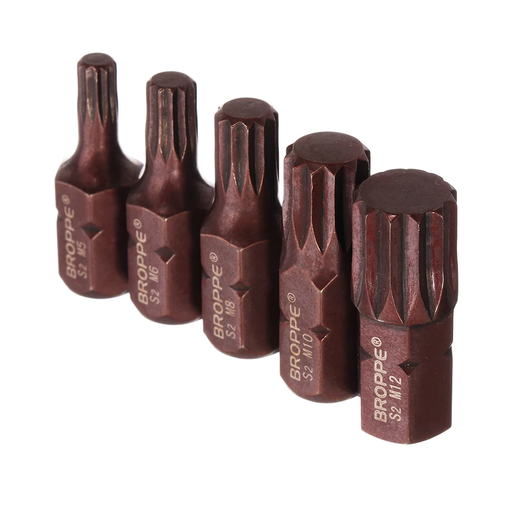 Broppe 5 шт. M5-M12 30 мм звезда отвертка бит 10 мм шестигранный хвостовик для ударной отвертки M5/M6/M8/M10/M12