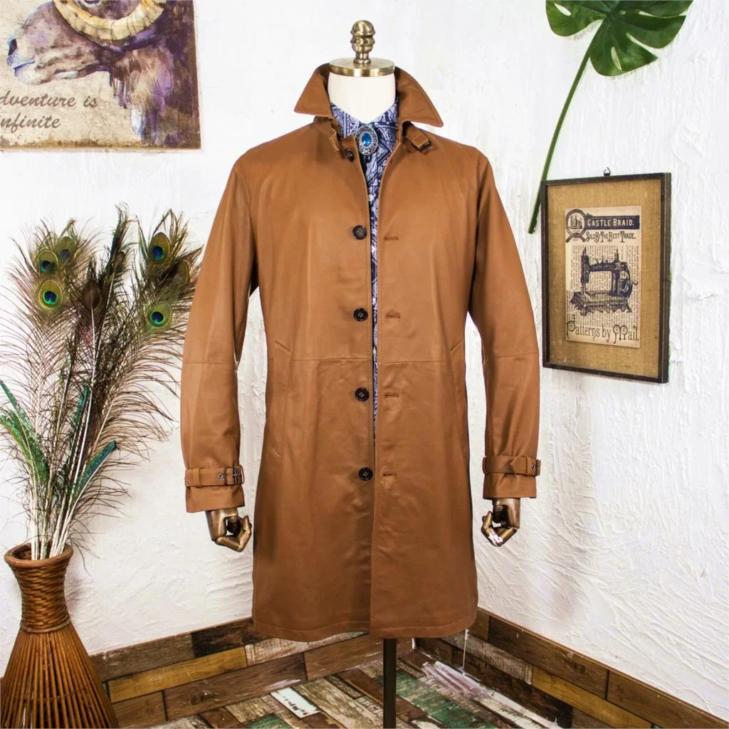 

Импортный головной слой кашемировое лицо! Роскошный кожаный тренчкот поколения трудового экспорта. Мужская кожа