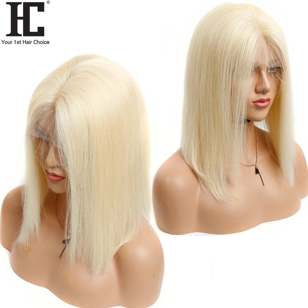 

HC Lace Front Wigs 613 Blonde Short Bob Wig Glueless Straight Lace Wig Pre Plucked Brazilian Remy 13x4 Lace Human Hair Wigs 150%