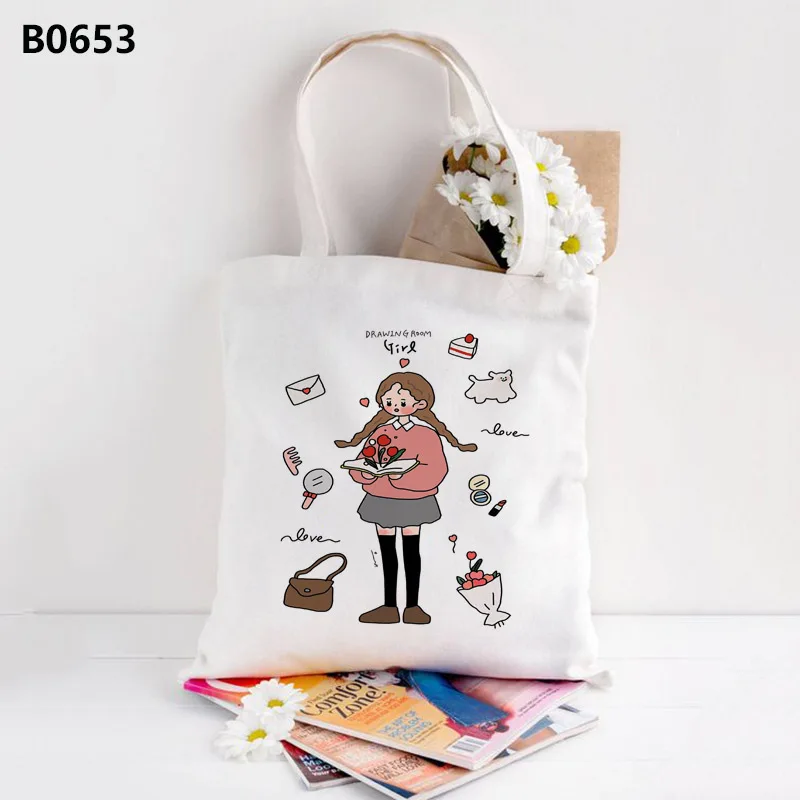 

Korean Cartoon Canvas Bag Tote Bag Women Handbag School Bag Women Tumblr Graphic