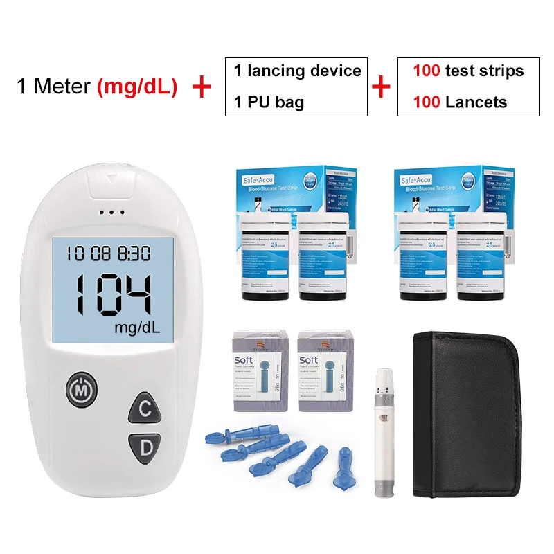

Глюкометр Sinocare Safe-Accu, медицинский диабетический тестер с 50/100 полосками глюкозы и ланцетами, кровь с сертификатом CE