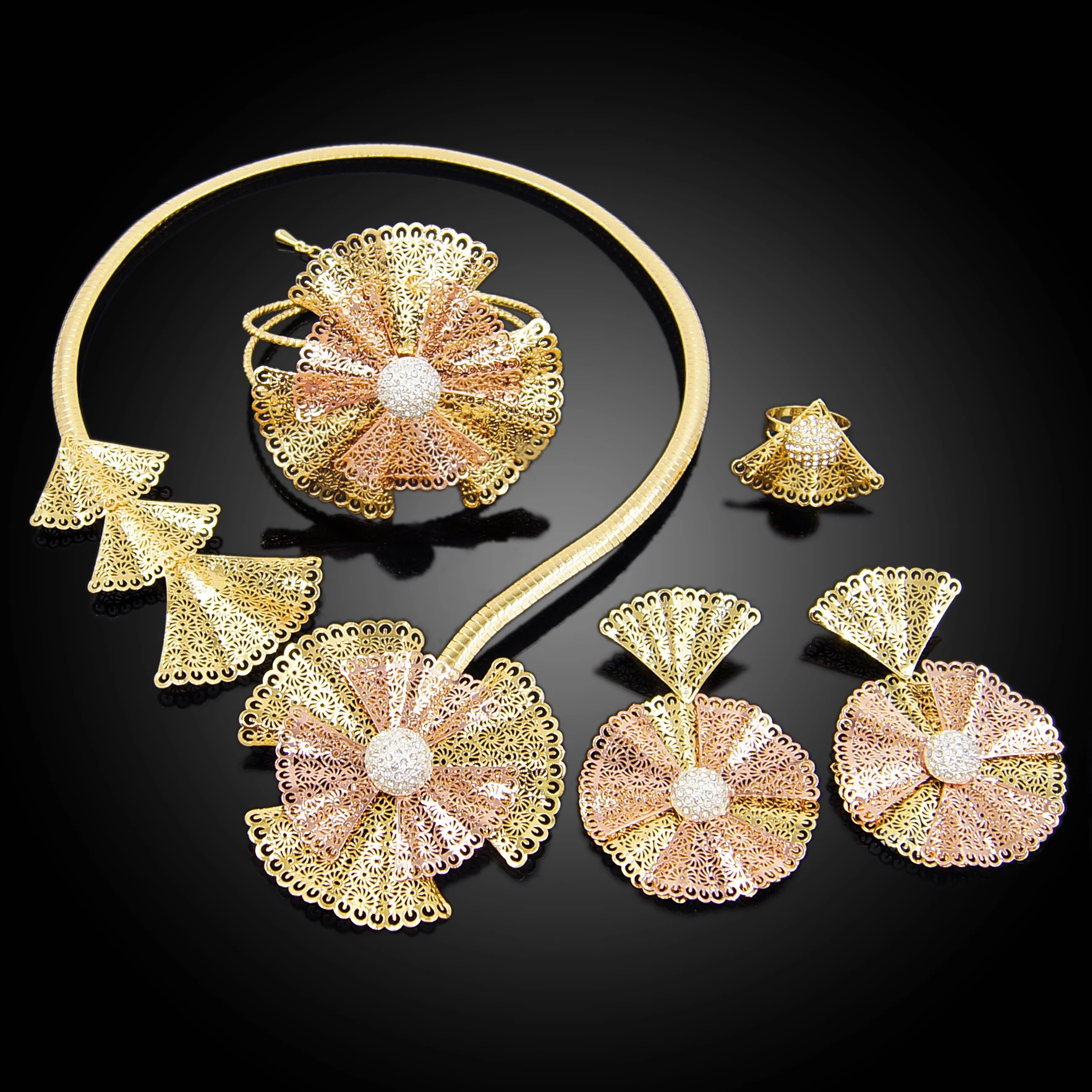 Yulaili модные кристаллы стразы ожерелья в форме цветка подвеска серьги браслет