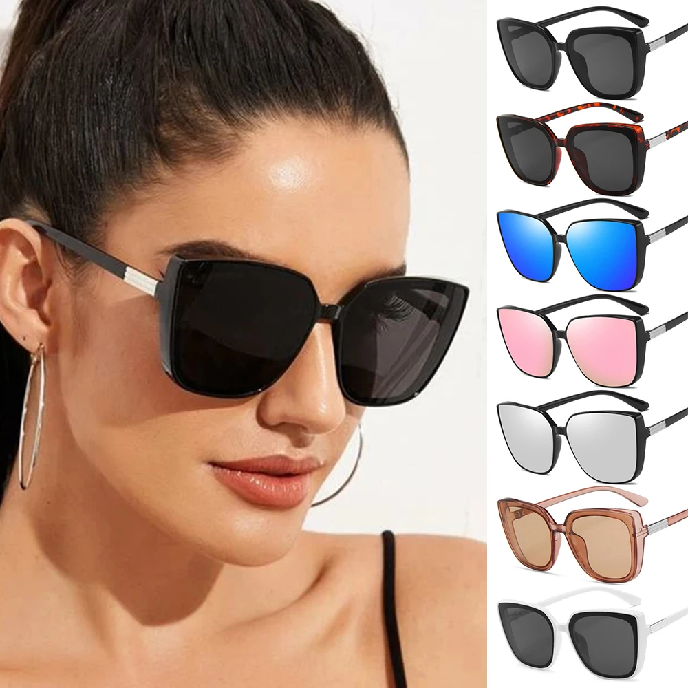 

NEW Fashion Plastic Cat Eye Oversized Sunglasses Brand Designer Vintage Retro Mirror Sun Glasses Summer Women Female UV400