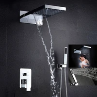 bakala luxury rainfall shower head shower set sus304 mirror panel with hand shower spray spa embedded box concealed cf 9908 3