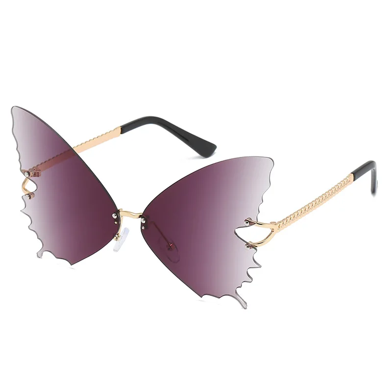 

TEENYOUN 2020 Women Rimless Sunglasses Oversized Butterfly Sun Glasses Fashion Shades for Men Eyewear UV400 Oculos De Sol