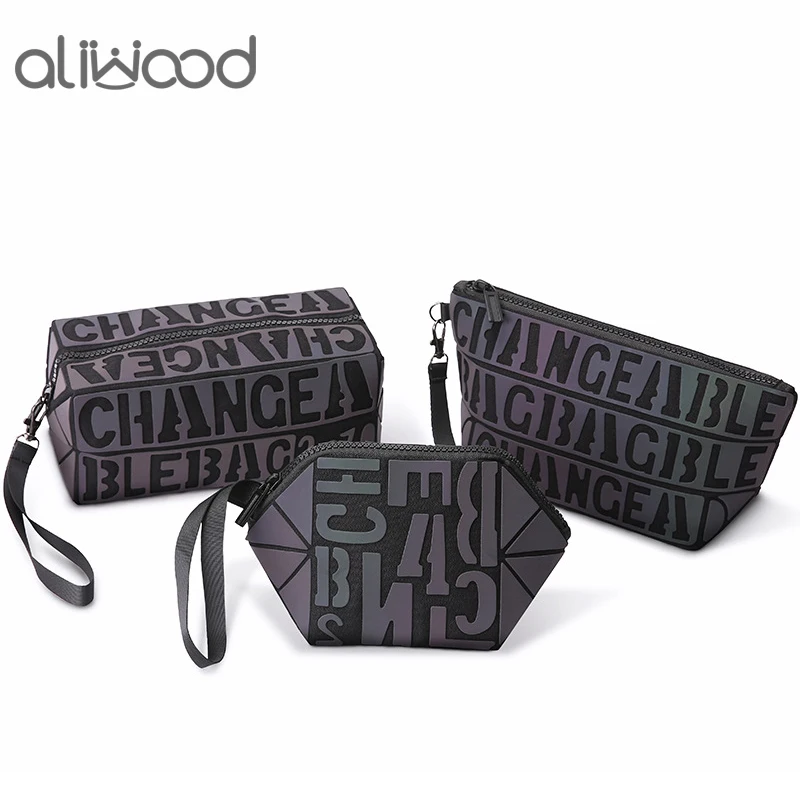 Новинка 2021 светящаяся косметичка aliwood с геометрическим рисунком брендовый