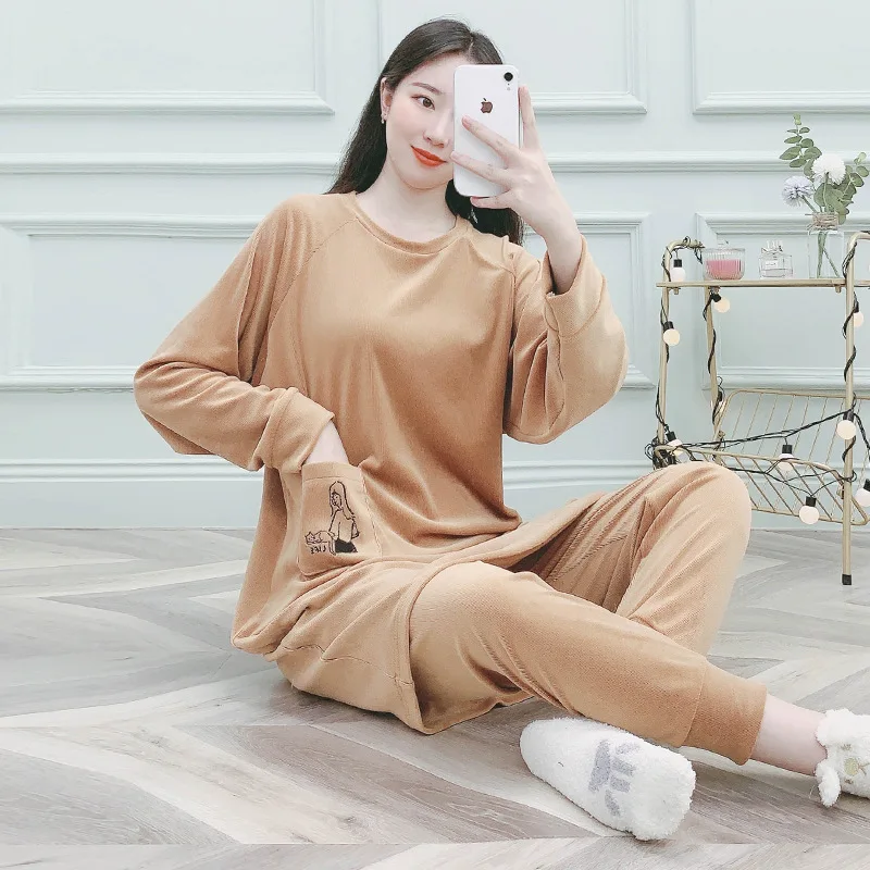 

Pajamas Women'S Autumn Winter Warm Coral Fleece Cute Japanese Velvet Two-Piece Suit Long Style Sexy Sleepwear Lingerie