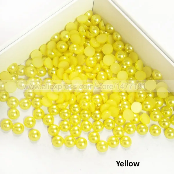 Yellow 200 шт 8 мм жемчуг полукруглый имитация искусственного акрила с плоской задней частью Смола Кабошон полукупол жемчужная отделка бусины DIY товары для рукоделия - Цвет: Yellow