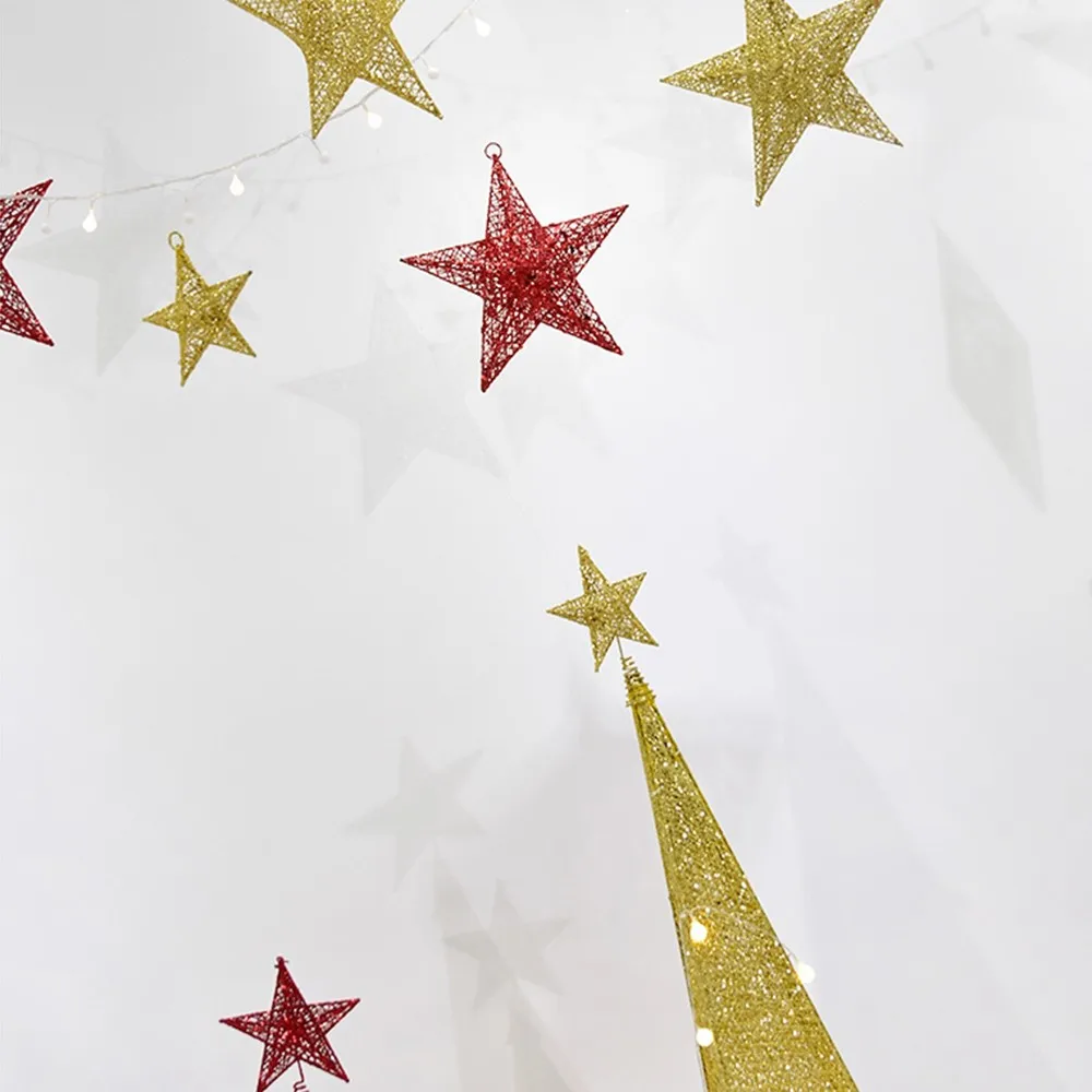 Топперы для новогодней и елки звезды красные золотые серебряные металлические