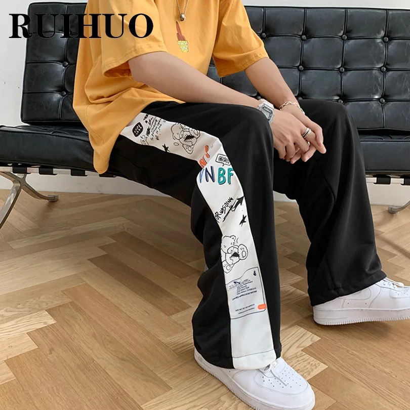 

Повседневные шаровары RUIHUO, мужская одежда 2021, модная уличная одежда, спортивные брюки, мужские брюки в стиле Харадзюку, 2XL, Осенние Новые пос...