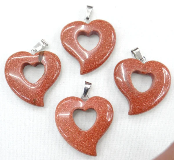 

Wholesale 12pcs natural blue sand stone hollow curved heart charms pendant for jewelry making Necklace pendant accessories