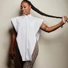 Женская укороченная рубашка без рукавов, необычная однобортная Свободная блузка с отложным воротником, блузка в уличном стиле