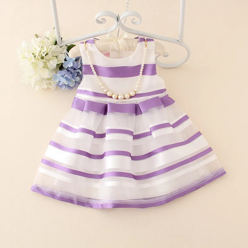 Детское праздничное платье без рукавов с ожерельем для маленьких девочек костюм