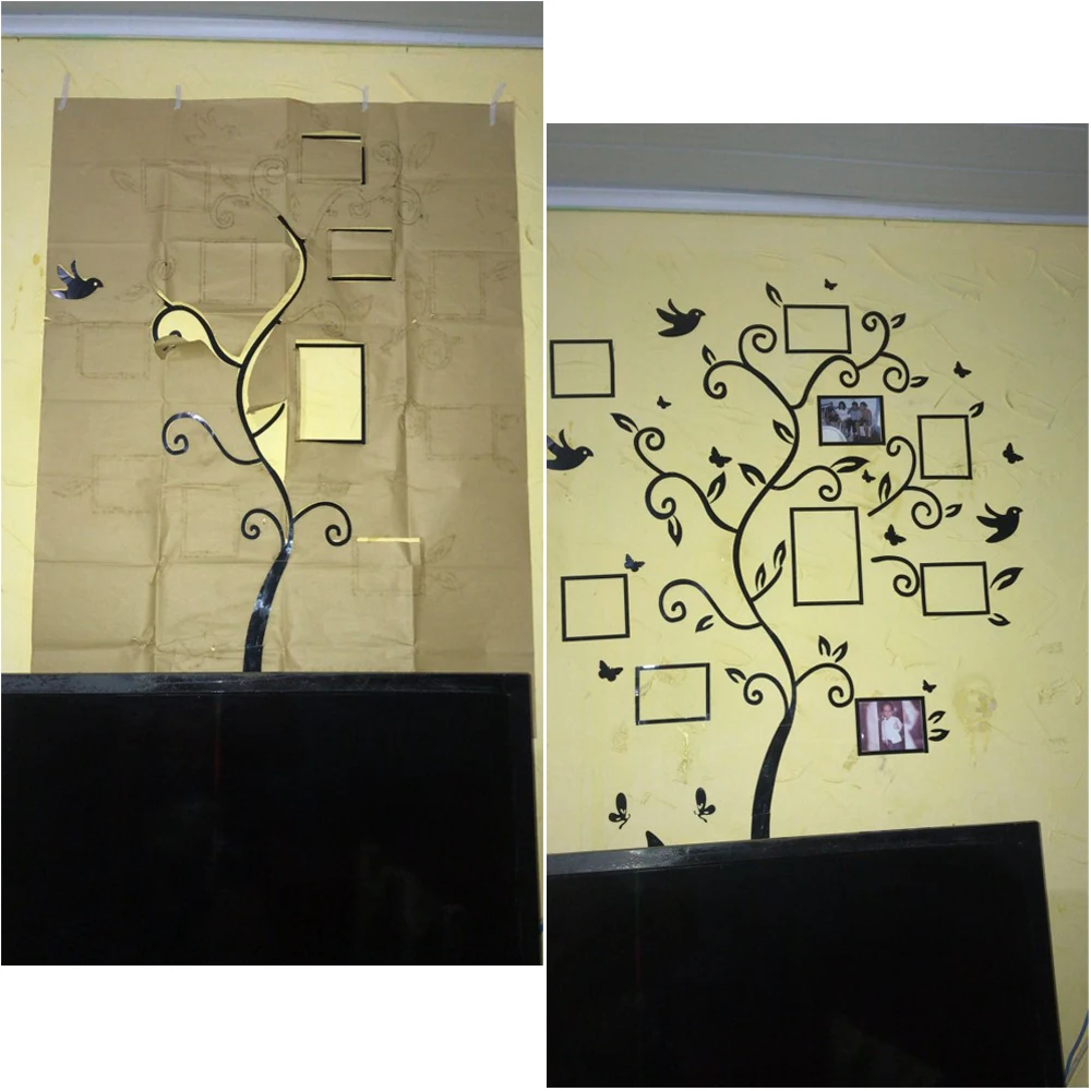 3D DIY сборка семейная деревянная фоторамка домашний декор дизайн гостиная винтажная настенная художественная наклейка плакат фоторамки