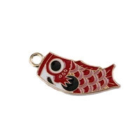 xuqian hot selling 10pcsbag with cartoon alloy carp koi lucky key chain for diy earring accessories a0140