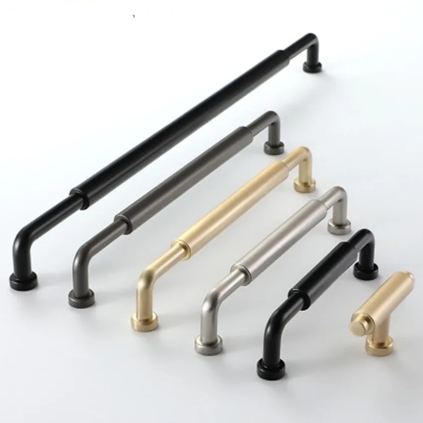 160 192 320mm modern simple solid brushed nickel gold kitchen cabinet wardrobe handle gary black drawer cupboard pull knob 128mm |