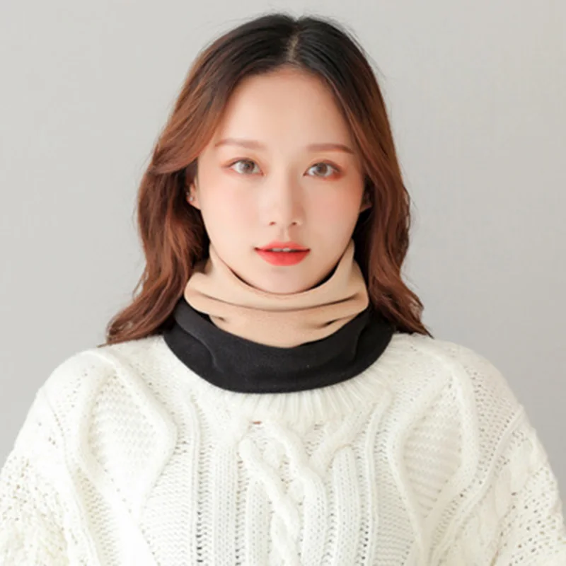 Autumn Winter Two-Color Bicolor Women Warm Collar Student Outdoor Guard High-Neck Double-Layer Thick Bib Riding Men's Scarf i20 |