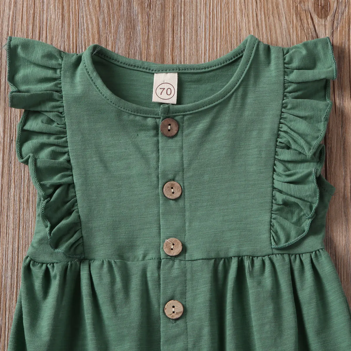 

New0-18M Newborn Girls Soft Clothes Baby Girl O-neck Ruffle Romper Summer Sleeveless Solid Clothing Infant Rompers