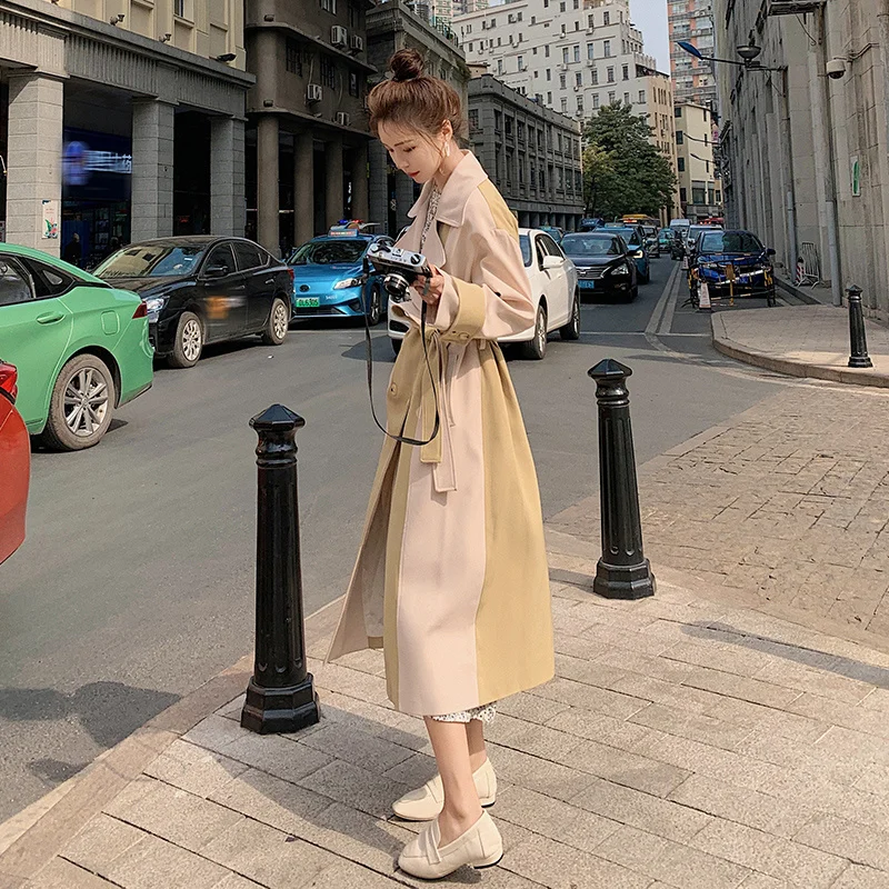 

CMAZ Big Goods Have Been Released 2021 Autumn New Contrast Color Trench Coat-C