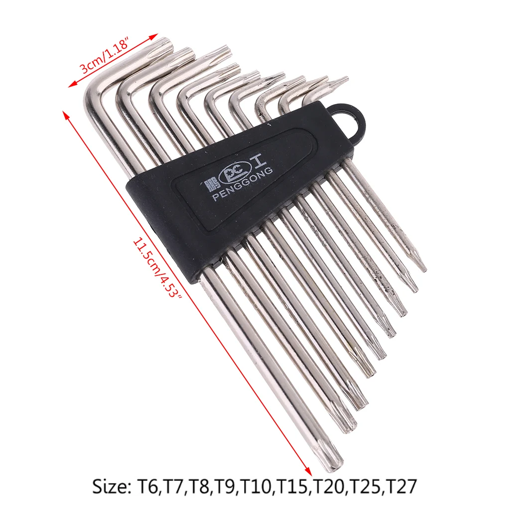 9 шт. Набор шестигранных ключей Torx l-образный инструмент для ремонта отвертка Набор инструментов полезный T6 T7 T8 T9 T10 T15 T20 T25 T27