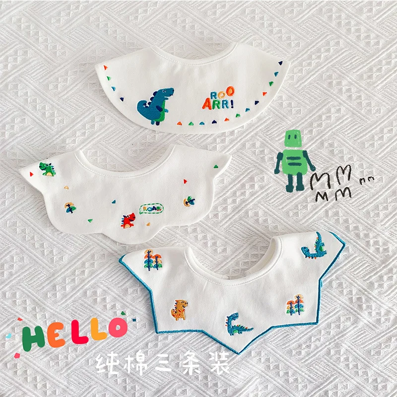 3 шт./комплект Детские хлопковые нагрудники с вышивкой| |